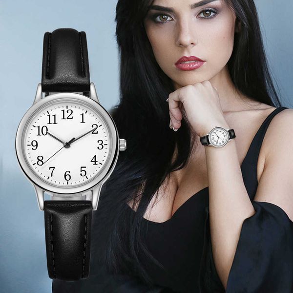 

japan movement women quartz watch easy to read arabic numerals simple dial pu leather strap lady candy color, Slivery;brown