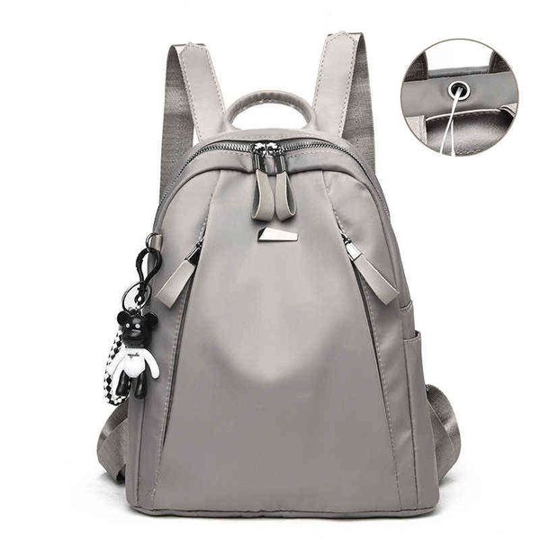 Рюкзак в стиле мода Водонепроницаемая для женщин качественная школьная сумка Женская сплошная перемещение небольшая многофункциональная функция 220723