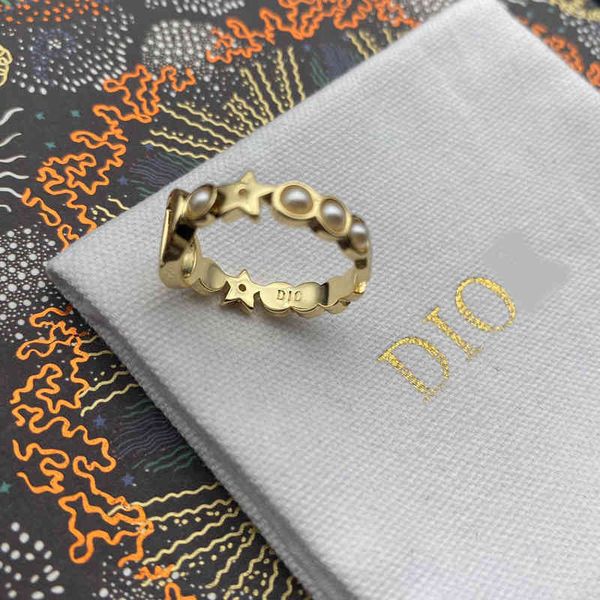 

old brass diamond letter ring multi layer index finger middle finger versatile ring female, Silver