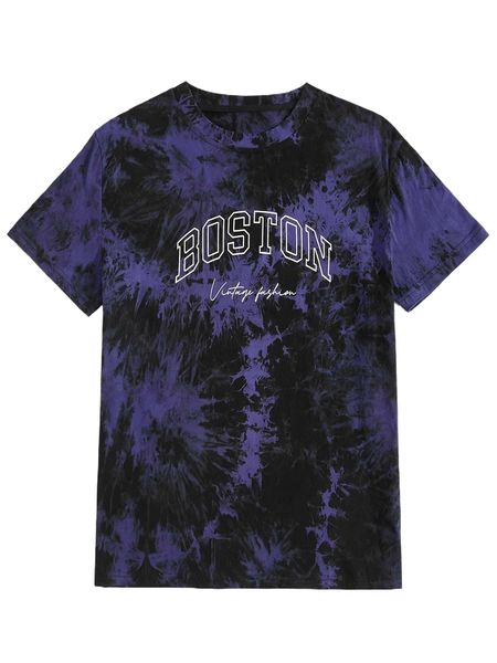 

romwe guys tie dye letter graphic tee y6na#, White;black