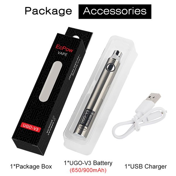 2Set Ucuz Fiyat ve Yüksek Kaliteli UGO V3 650mAH 900mAh Pil Elektrik Sigarası 510 İplik Ön Işyası Değişken Voltaj Vape