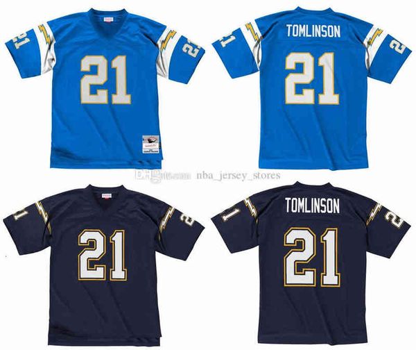 

stitched football jersey 21 ladainian tomlinson 2009 mitchell & ness retro rugby jerseys, Black