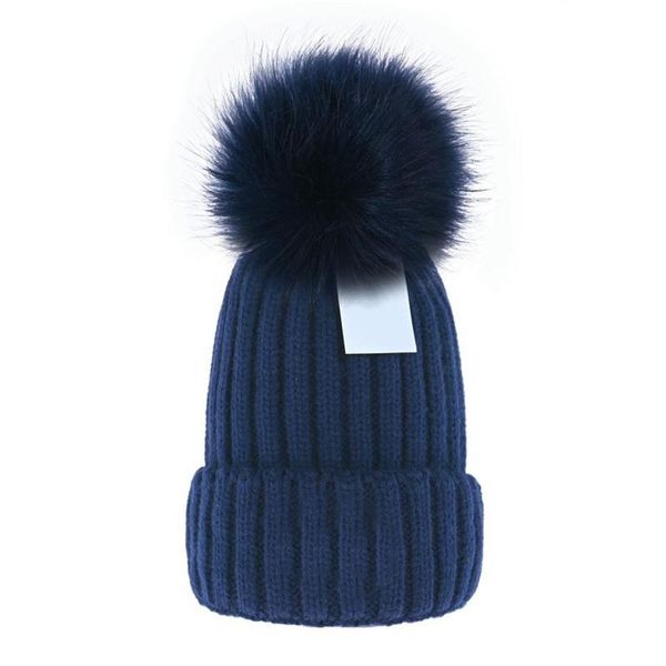 

whole beanie new winter caps knitted hats women bonnet thicken beanies with real raccoon fur pompoms warm girl caps pomp258b, Blue;gray