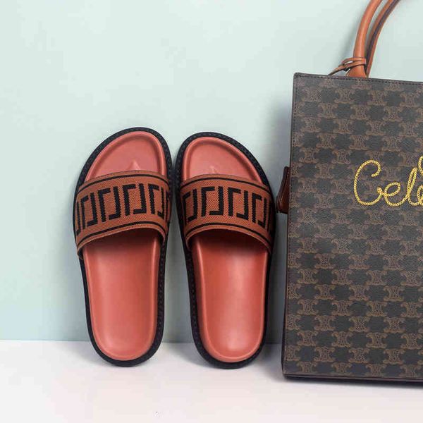 

slippers brown ff pool slide sandals for women slippers flat slip on shoes flats sandal luxury designers slides high band slipper factory 1g, Black