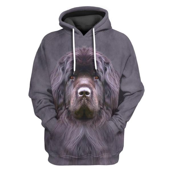 Herren Hoodies Sweatshirts Foundland Dog Print Männer Haustier Tier Hoodie Langarm Tasche Swearshirts Kleidung Harajuku StreetwearHerren