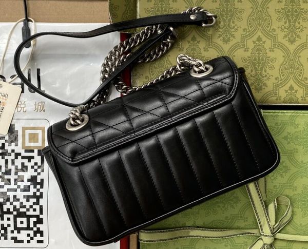 

realfine bags 5a 446744 22cm mini quilted leather shoulder handbags purse for women with dust bag+box