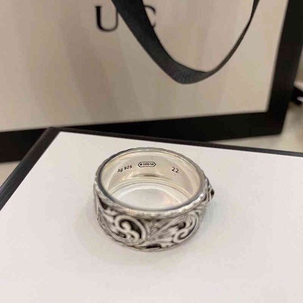 

2023 designer new jewelry sterling silver thai silver tiger head worn out personalized trend double index finger ring