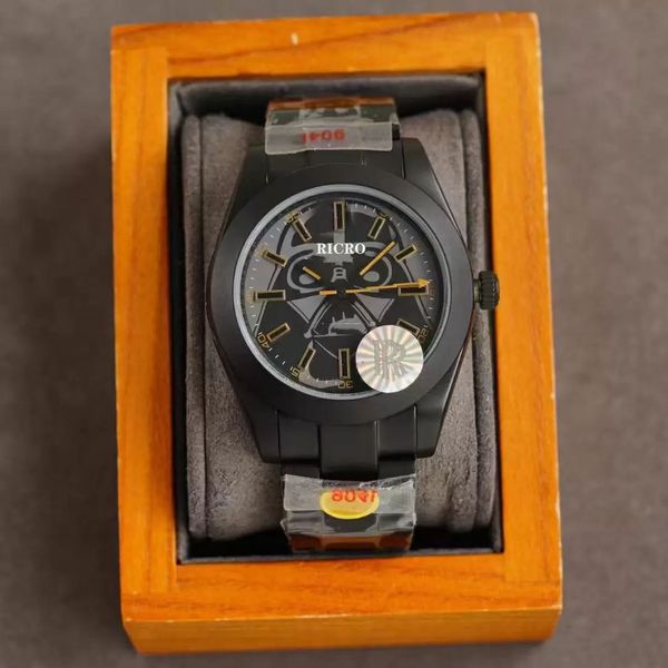 Orologio meccanico automatico di ultima moda del designer di lusso 904L guscio in filato nero misura 40mm vetro zaffiro funzione impermeabile Natale