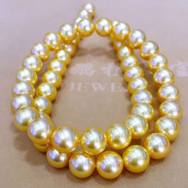 

8-8.5 akoya gold natural seawater pearl fine jewelry aaaa 18inch, Silver
