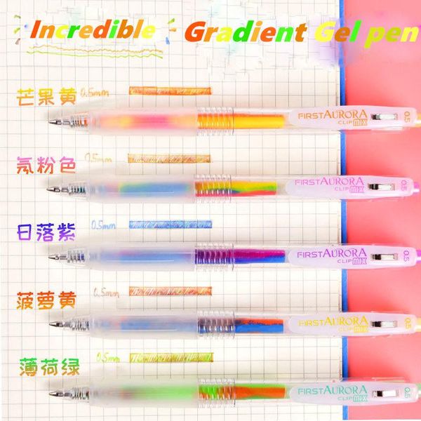 Penne Gel Sharkbang 0.5mm Kawaii Creatie Arcobaleno colorato Stampa Penna sfumata Neutra per bambini Scuola Forniture per ufficio di cancelleria
