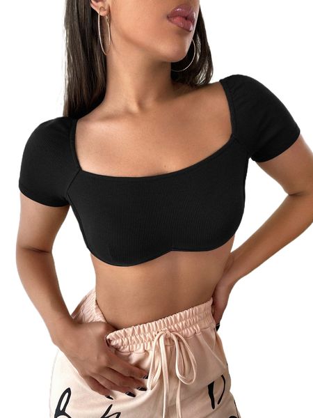 

square neck super crop tee h0bn#, White