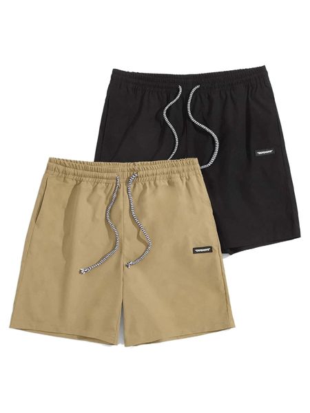 

men 2pcs patch detail shorts q8nx#, White;black
