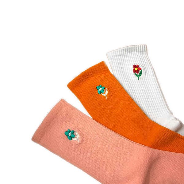 

ten pairs of lovely orange floret cotton socks for men and women, Black