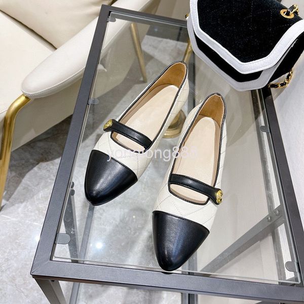 

dress shoes high end quality spring fashion stitching small fragrance single shoes women's comfortable leather flat bottom professional, Black