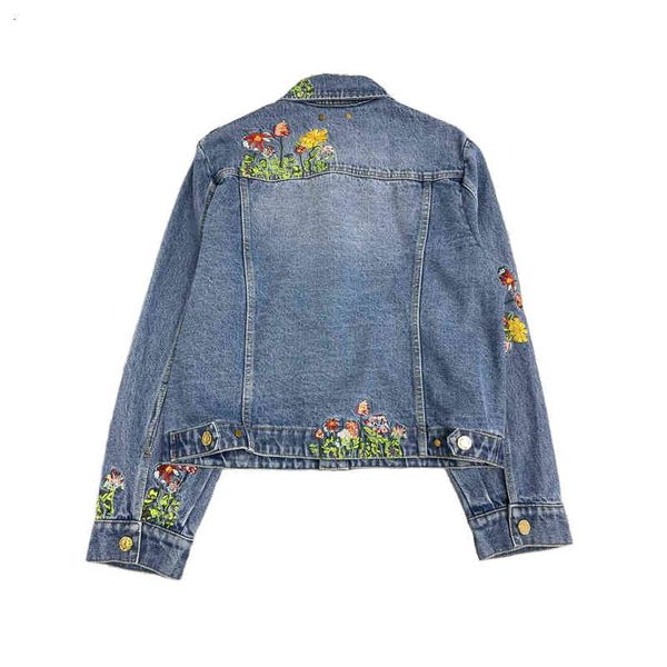 

french style women's floral letters denim jacket denim designers men's exquisite embroidery coat trendy luxury vintage patchwork j, Black;brown