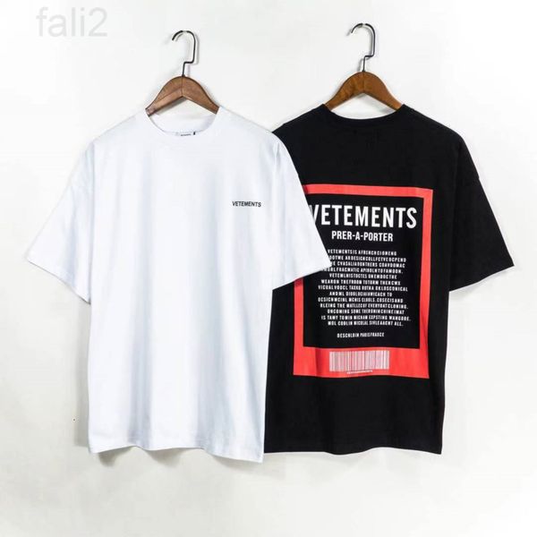 

men's t-shirts designer high street new vtm back big print red wash mark short sleeve t-shirt for men and women loose round neck half z, White;black