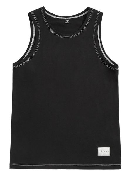 

men letter patched tank 49ty#, White;black