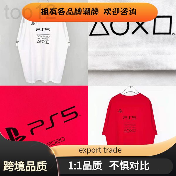 

men's t-shirts designer 2021 autumn ps5 co branded short sleeve t-shirt loose casual young students men's and women's same st, White;black