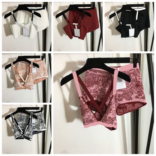 

luxury womens knit lingerie set vintage knitted beach bra briefs soft comfortable knit underwear, Red;black