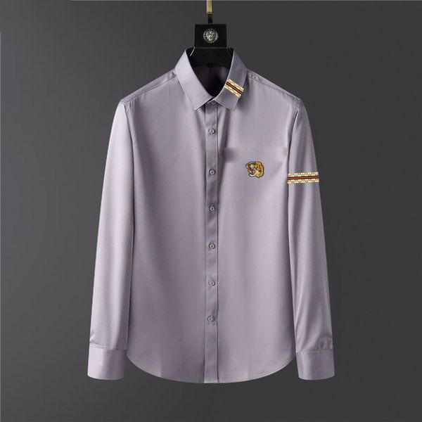 

22ss men's fashion casual a shirts luxurys designers dress spring and autumn business classic embroidery fashion long sleeve shirt -3x, White;black