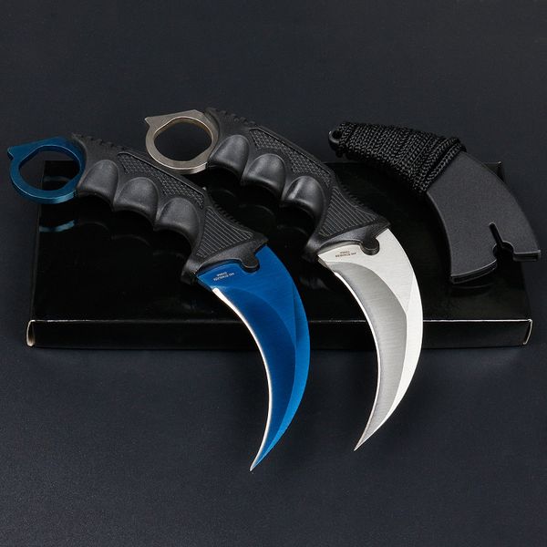 Coltello ad artiglio a lama fissa di alta qualità 5CR15Mov Manico in acciaio ABS Karambit tattico con fodero in ABS