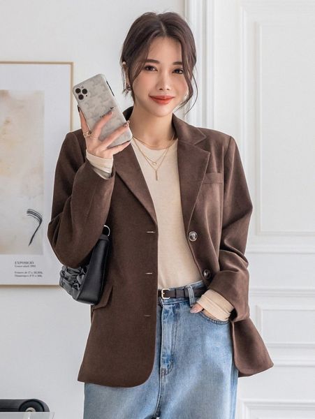

dazy lapel neck flap detail blazer 70wy#, White