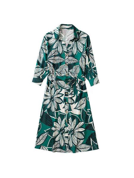 

pb&za 2492161 women 2022 spring new chic fashion print shirt style dress vintage with belt female dresses robe mujer 2492/161 t220804, Black;gray