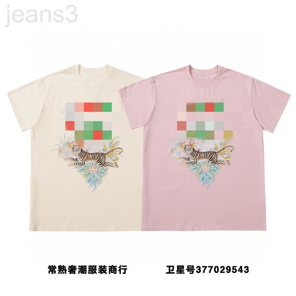 

women's t-shirt designer 2022 new year's tiger jungle flower plant print round neck casual short sleeve trend t couple, White