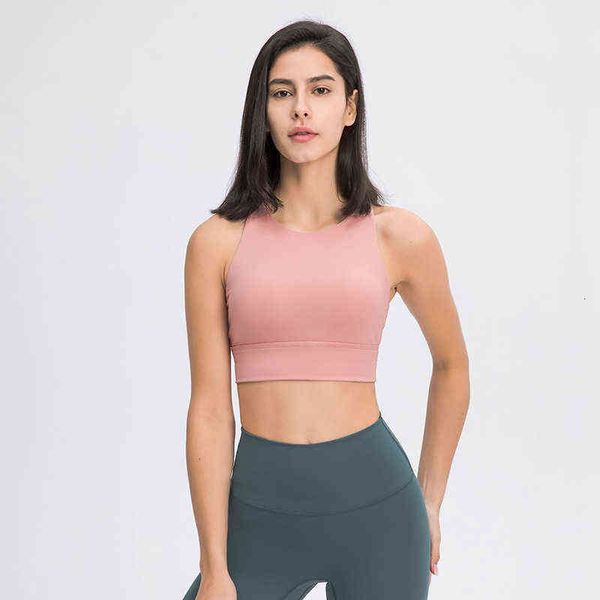 

designer women's t-shirt vest high collar bra triangle hollowed out beautiful back gathered yoga running fitn sports underwear women, White