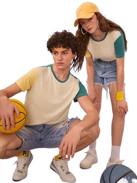 

1pc colorblock tee o9bg#, White;black