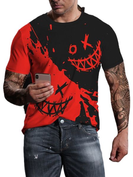 

men color block splash ink & expression print tee 19vs#, White;black