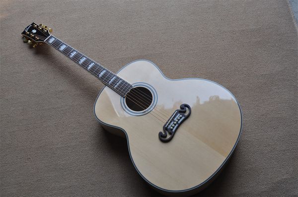 43-Zoll-Deluxe-High-Profile-Einzelgitarre, Palisandergriffbrett, Muscheleinlage, Folk-Holzgitarre, individuelle Gitarre