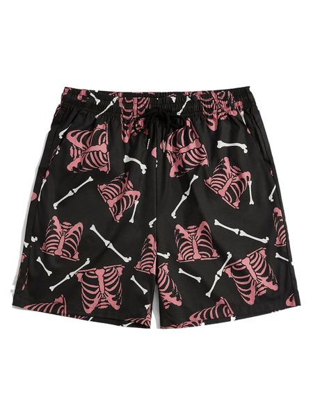 

romwe guys skeleton print shorts e4rq#, White;black