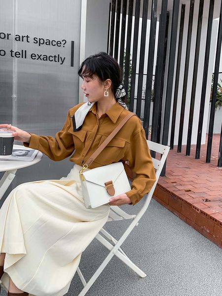 

hbp temperament simple cowhide pure color handbag bag fashion large -capacity color matching cute shoulder messenger bags