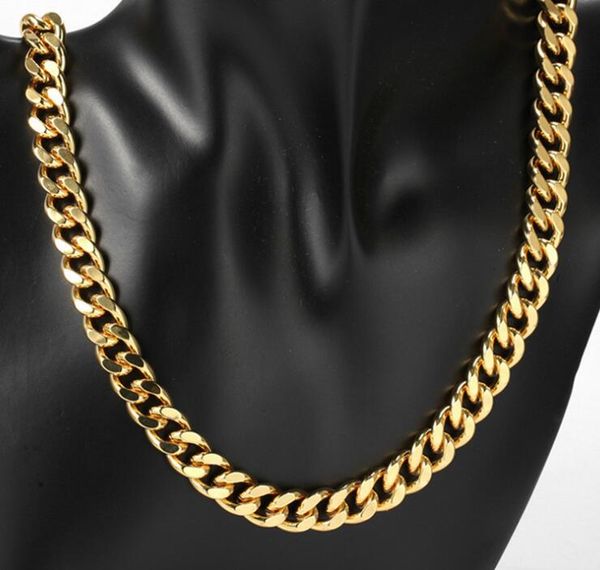 18k 9mm Ring Onel Ring Euro American Ins Hip Hop Gold Chain Chain Gross Street Trend Trend Colar 45cm