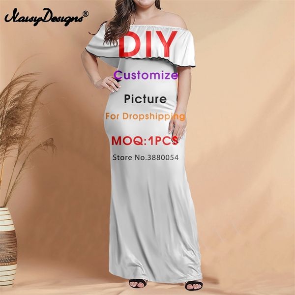 NoisyDesigns personalize a tendência de imagem Sexy Woman Dress One ombro Office Ladies Summer Beach Plus Tamanho 6xl 7xl Drop 220616