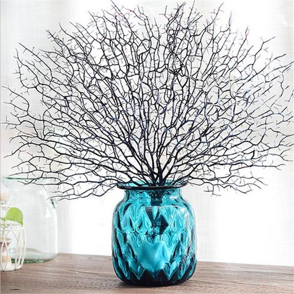 Ghirlande di fiori decorativi 45 cm Ramo di un albero artificiale Decorazioni di nozze di corallo bianco Rami di pavone domestici Ramo secco di plasticaDecorativ