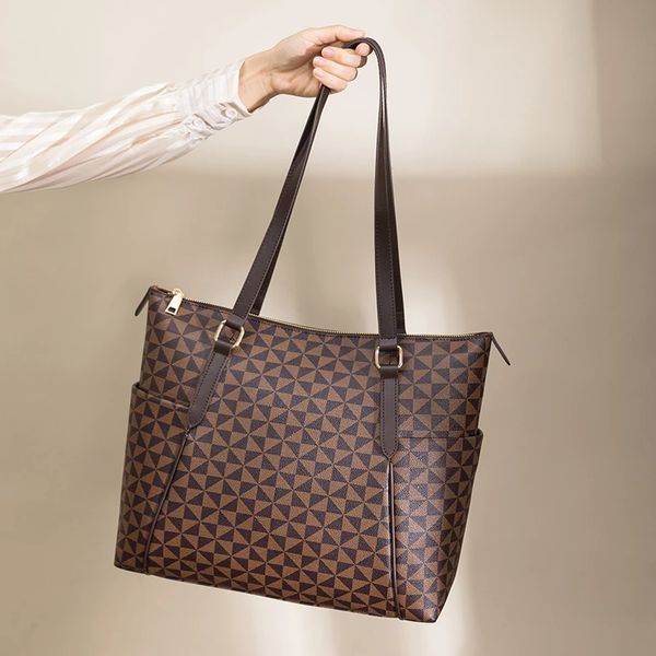 

new shoulder tote bags for women leather brand luxury designer large shopper shopping fashion plaid travel handbags
