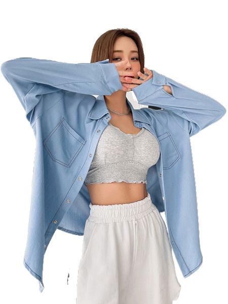 

dazy dual pocket drop shoulder blouse v1na#, White