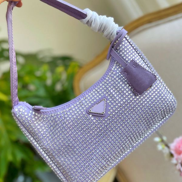 

water drill full drill hobo bag shoulder bags women handbag zipper open triangle decoration clutch lady purse summer style
