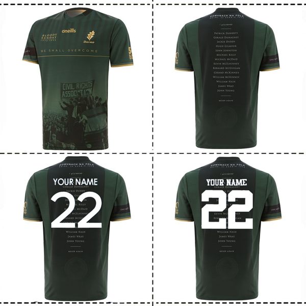 

2022 derry bloody sunday commemoration jersey 2022/23 ireland derry training rugby jersey size s--5xl, Black
