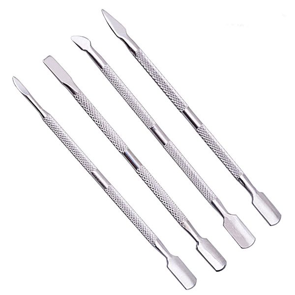 

4 pcs/set steel manicure cleaner double-ended cuticle pusher dead skin remover care nails art tool all for manicure set