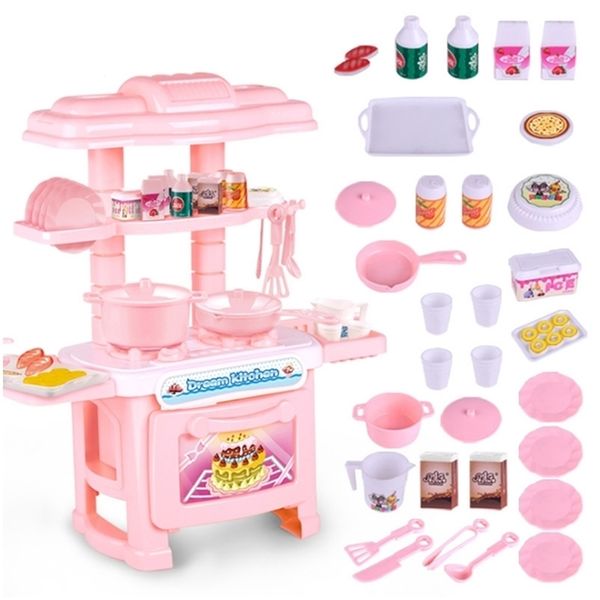 Rosa oder blaue Farbe 1 Teile/satz Baby Miniatur Küche Kunststoff Pretend Play Küche Lebensmittel Kochen Spielzeug Set Für Mädchen Spiel geschenk D2 LJ201211