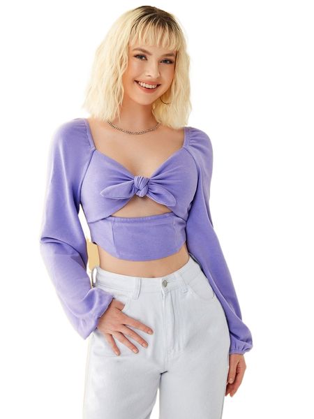 

x alex tie front sweetheart neck lantern sleeve tee u4aa#, White