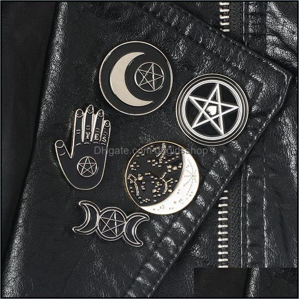 

pins brooches jewelry witch pins collection pentagram triple moon constellation wizard witchy goth lapel pin for witches drop delivery 2021, Gray