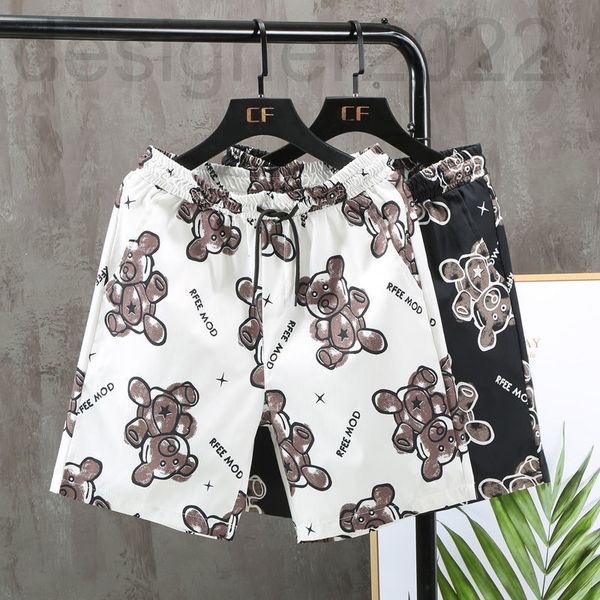 

men's pants designer summer shorts men's fashion brand loose youth casual capris student cartoon bear beach pants jgi9, Black