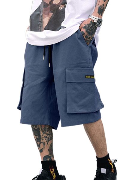 

men letter patched flap pocket shorts h866#, White;black