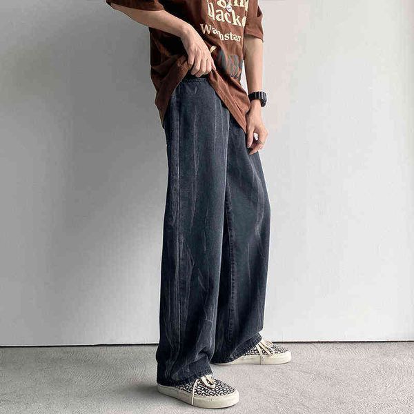 

blue black straight jeans men fashion retro casual tie dye jeans men streetwear hip hop loose denim pants mens trouser s-2xl t220726
