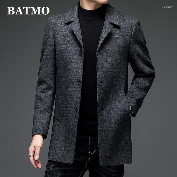 Misto lana da uomo BATMO 2022 Arrivo Autunno inverno 90% Piumino d'anatra bianco Fodera Trench Coat Uomo Giacche da uomo Taglie forti M-4XL 11573 Viol22