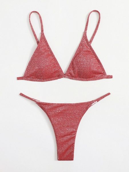 

sparkly glitter triangle bikini swimsuit g1fo#, White;black
